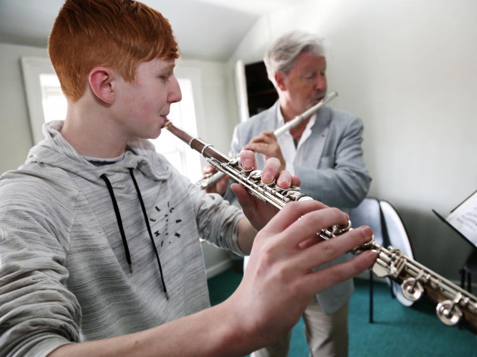 Junior RIAM flute student with teacher