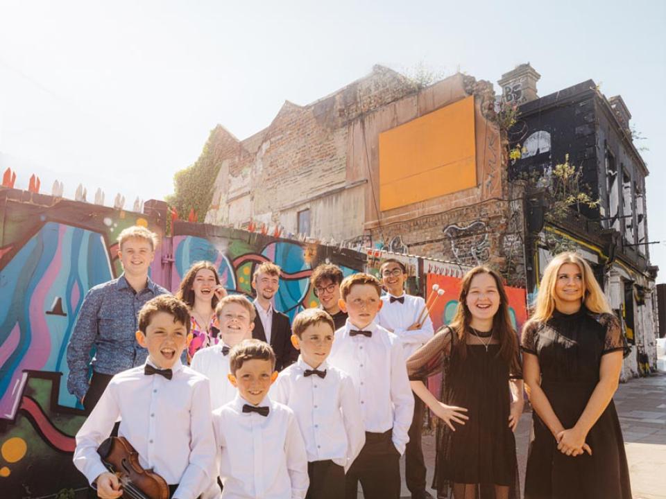 Face the Music_Back L to R Rohan, Rachael, Kevin, Sean, Rafael. Front L to R Oscar, Andrew, Rossa, Dáire, Maitiú, Ríona, Clara