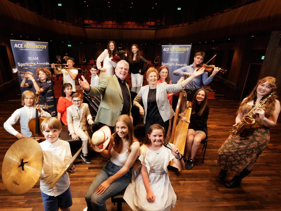 Mykhalio Nazarov, Slieverue Holding Cello Jude Villegas-Phelan, Kilmainham Holding Trumpet Alex Radins, Kells At Piano Louise XiXi Byrne, Gorey At Piano Harry Nugent, Dublin Cymbals Wenle Liu, Dublin Holding Trombone Donal Farrelly, Malahide Holding Oboe Front of Picture Mia Scanlan-Connor, Drogheda Hat Laura Cosgrave, Donabate Holding Saxophone Ali Morrissey, Dublin Holding Book Amelie Ryan, Dublin Irish Harp Back of Picture Cian McCarron, Dublin Holding Viola Alice Reynolds, Drogheda Wine Hat Eleanor Lewi