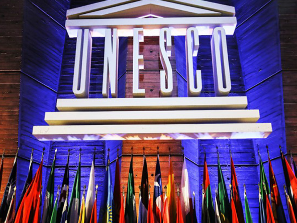 UNESCO HQ with flags