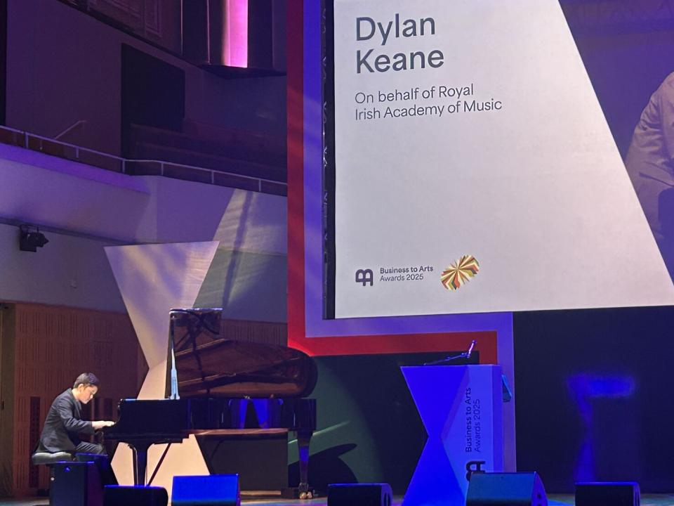 RIAM young artist Dylan Keane performs on stage for the Business to Arts awards 2025