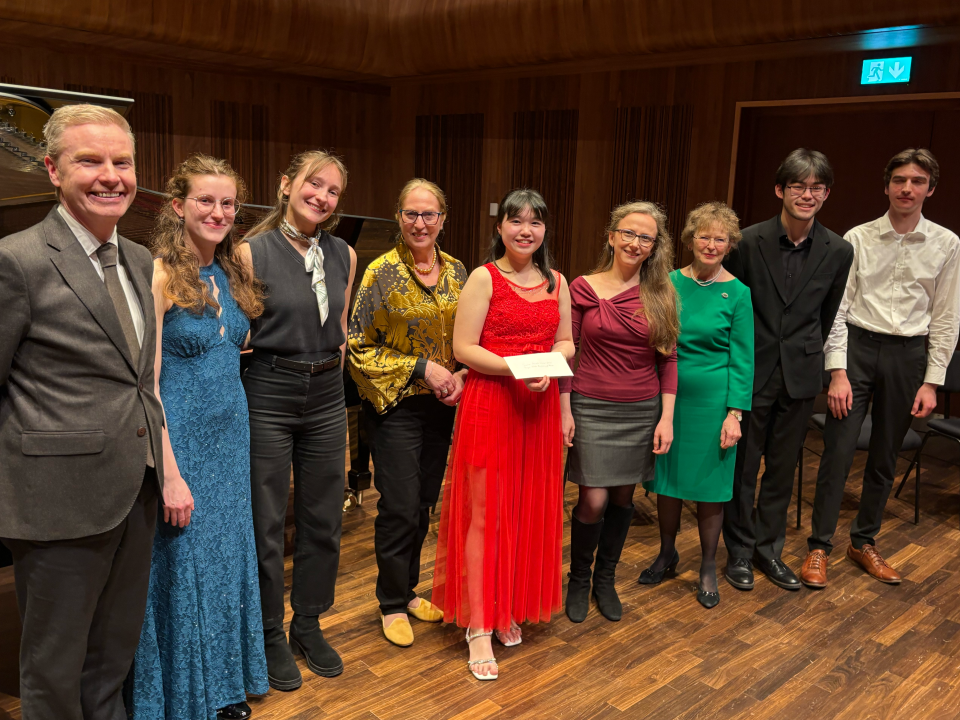 Performers and Jury of Teissier 2026 competition on stage at the Whyte Recital Hall